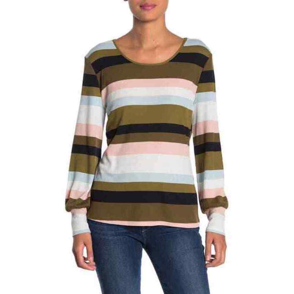 14th & Union Stripe Long Sleeve cotton Top sweater size Petite M